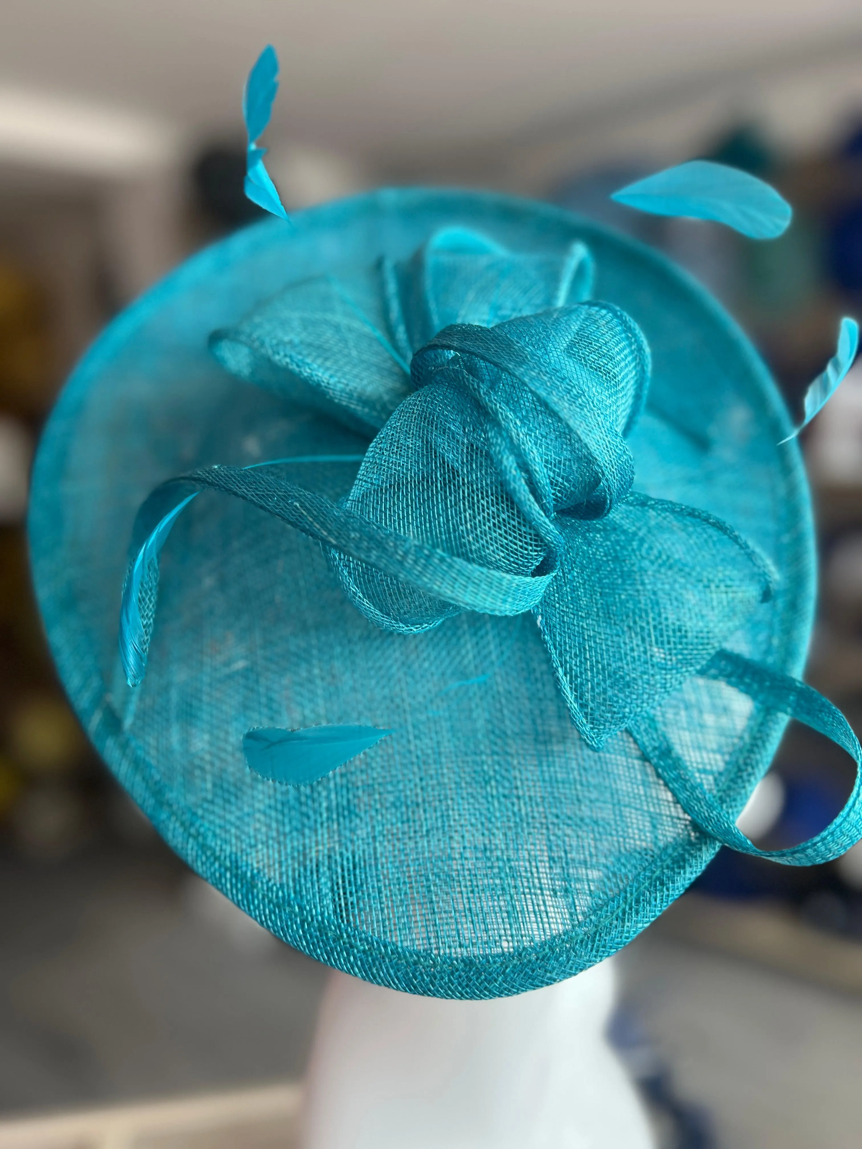 Winter Teal Teardrop Disc Fascinator