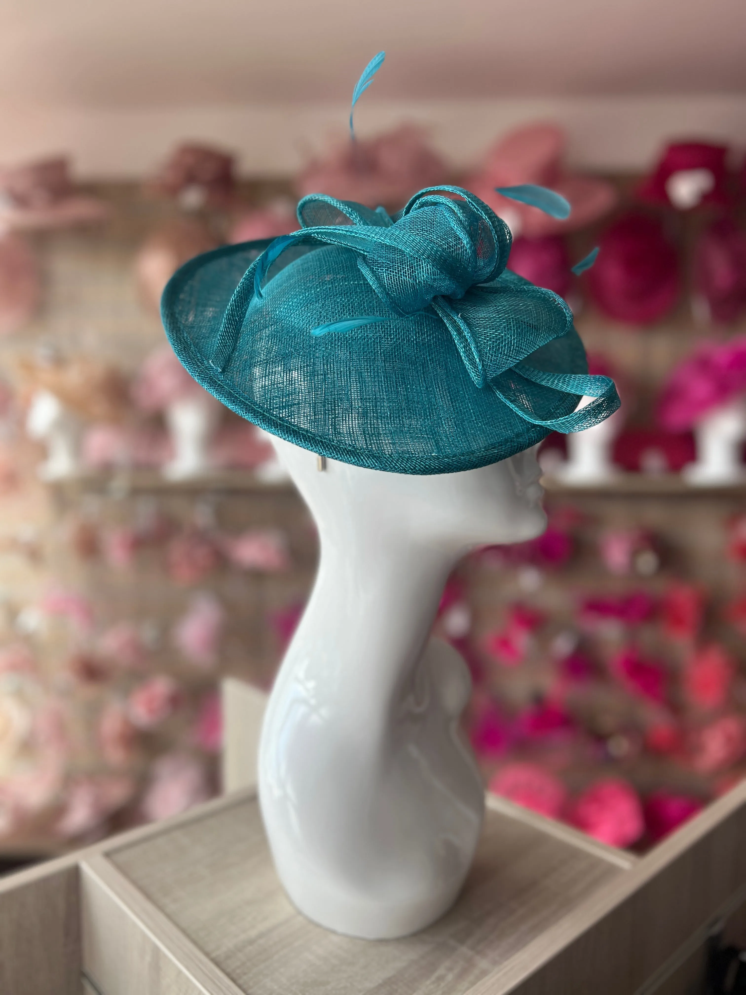 Winter Teal Teardrop Disc Fascinator