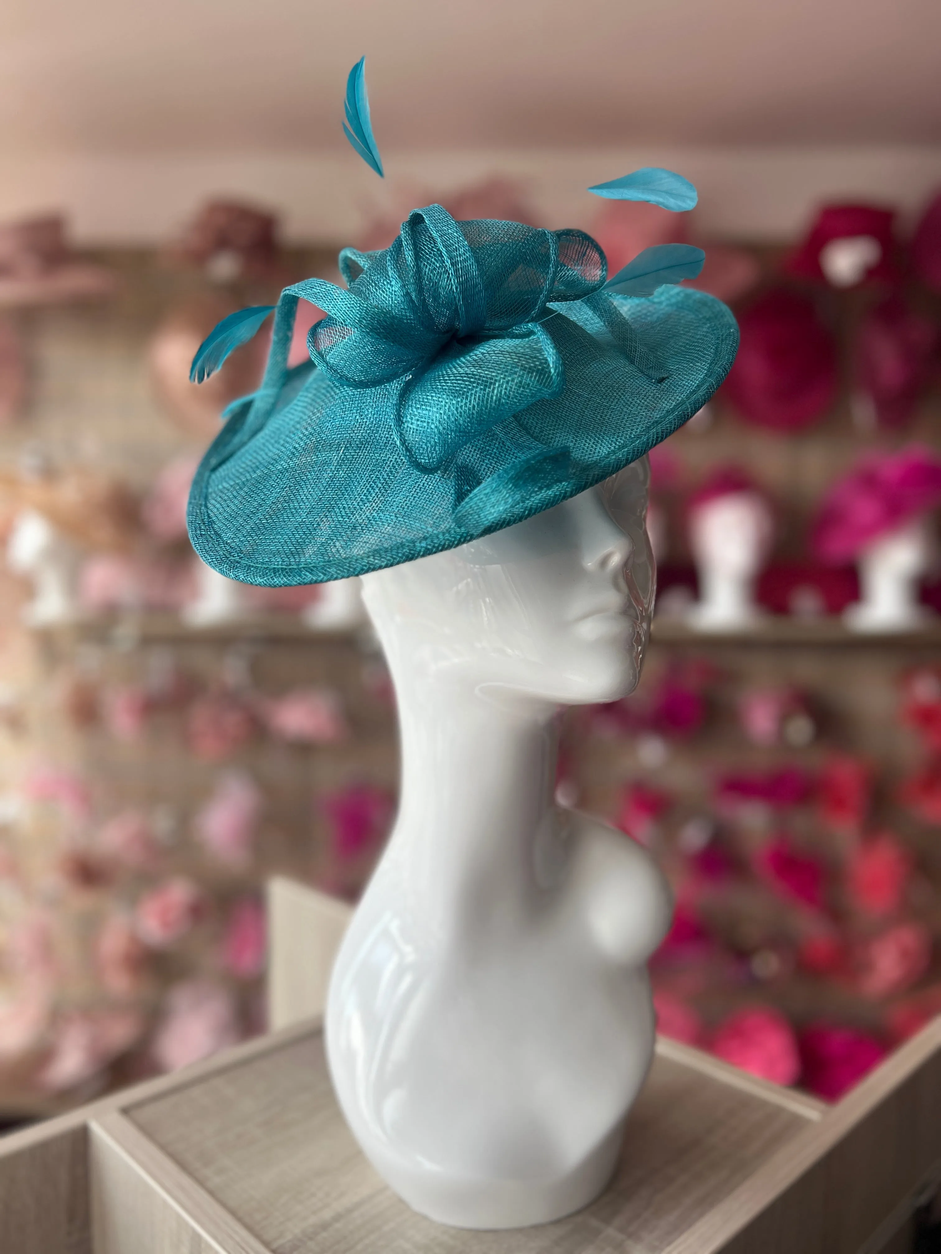 Winter Teal Teardrop Disc Fascinator