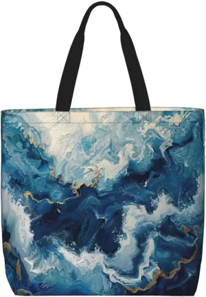 WITHIN THE TIDES print Casual tote bag Convenient tote bag with zipper grocery bag outdoor daily travel