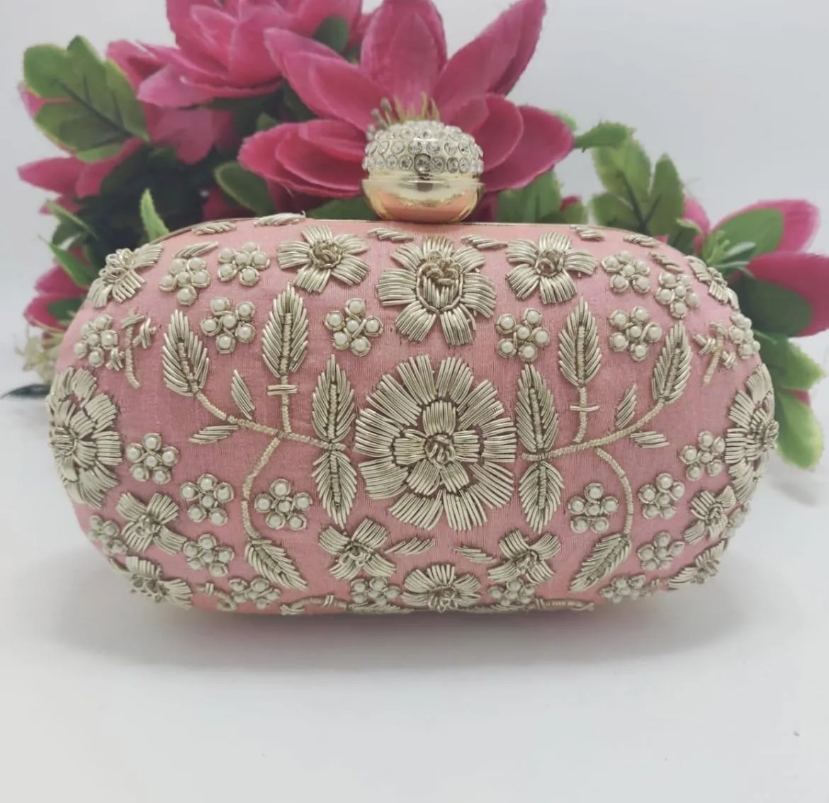Women Beaded Zari work Embroidery Clutch Evening Bag Wedding Purse Bridal Prom Handbag Luxury Cocktail Party Bag with Chain (Black)