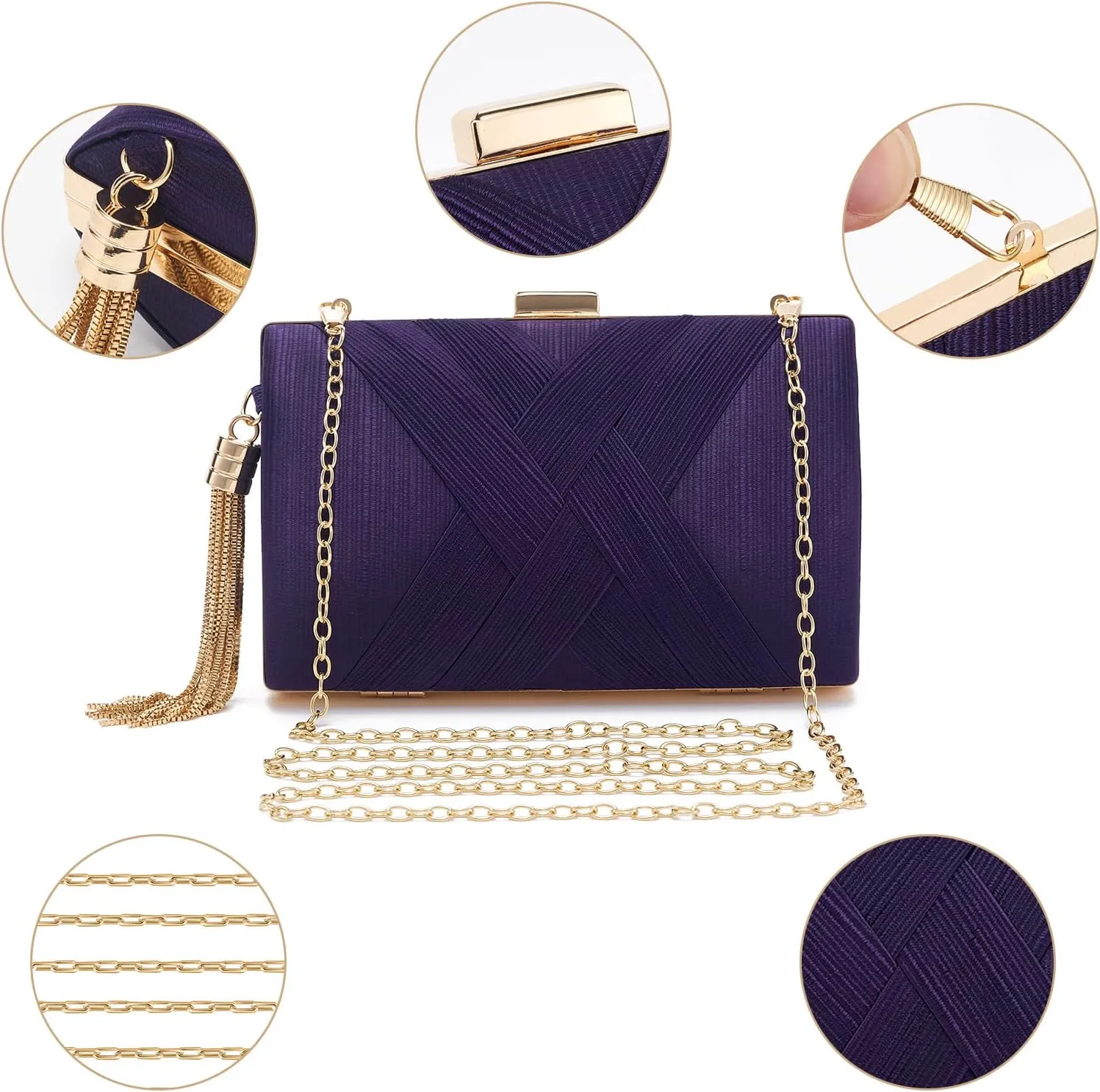 Women Clutch Bag Evening bag Fringed Evening Handbag,Lady Party Wedding Clutch Purse Chain Shoulder Cross Body Bag