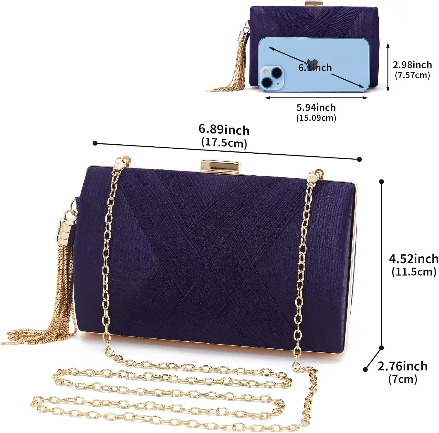 Women Clutch Bag Evening bag Fringed Evening Handbag,Lady Party Wedding Clutch Purse Chain Shoulder Cross Body Bag