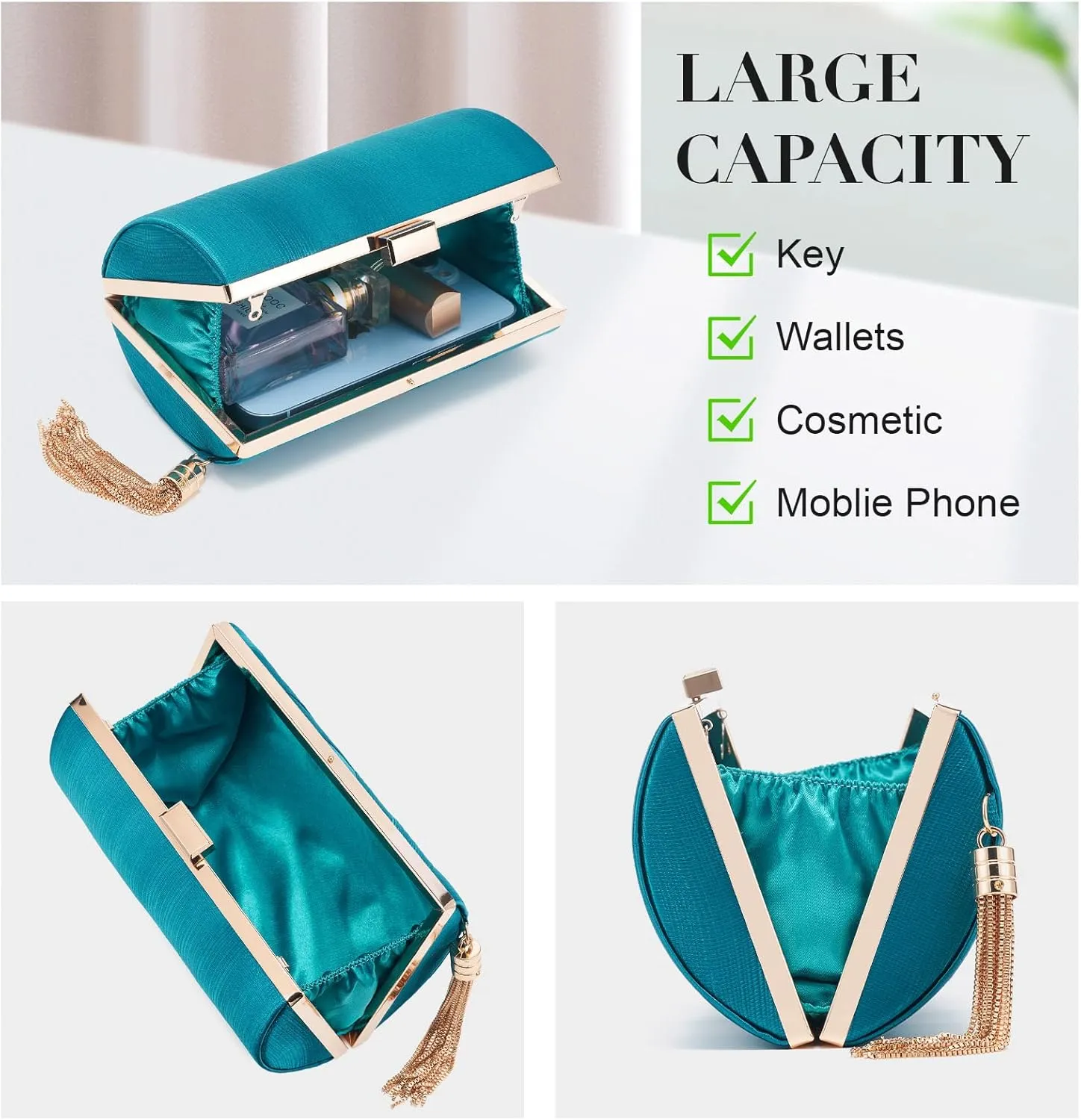 Women Clutch Bag Evening bag Fringed Evening Handbag,Lady Party Wedding Clutch Purse Chain Shoulder Cross Body Bag