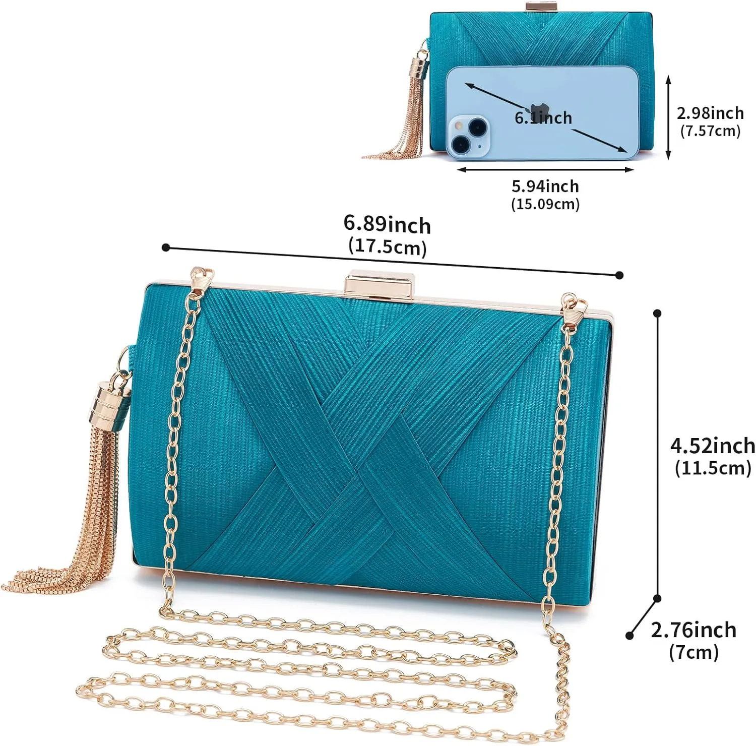Women Clutch Bag Evening bag Fringed Evening Handbag,Lady Party Wedding Clutch Purse Chain Shoulder Cross Body Bag