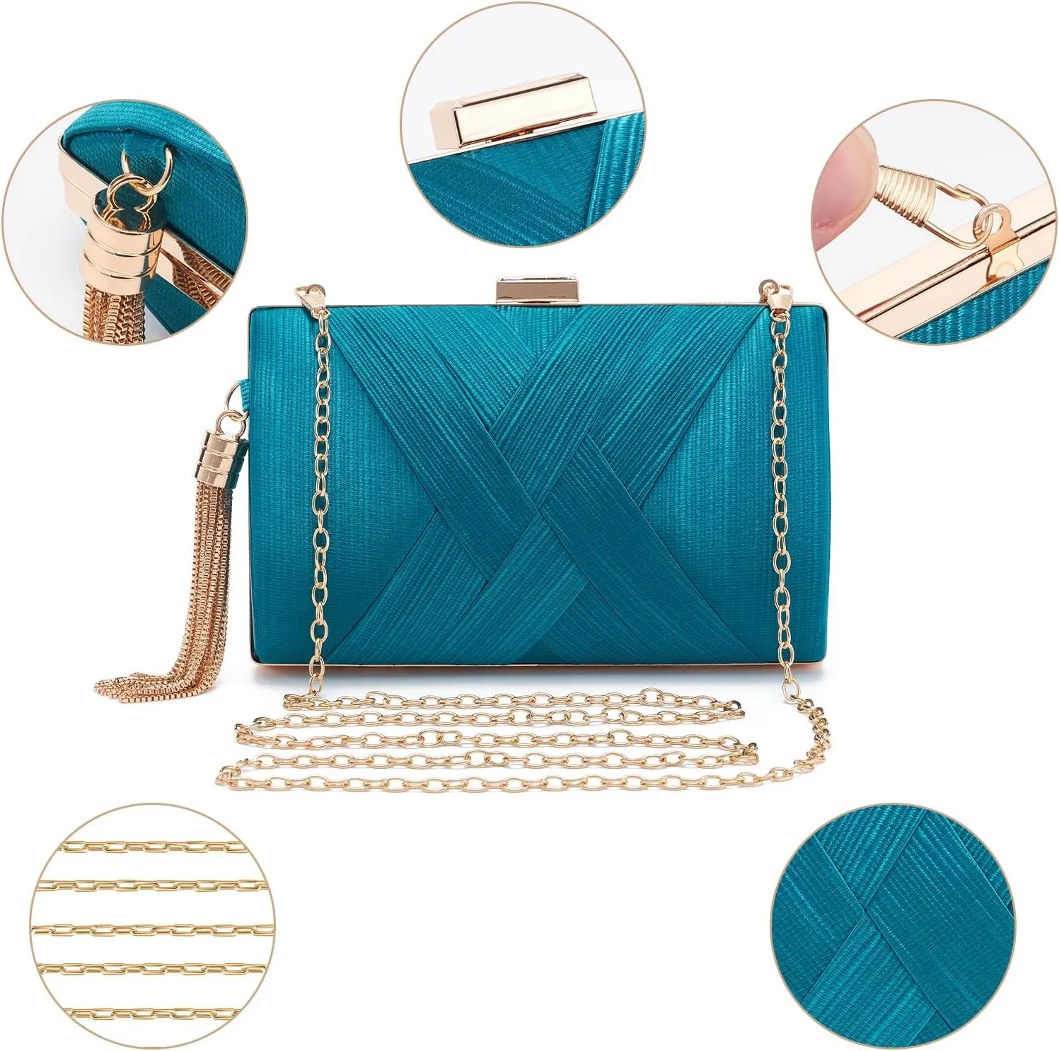 Women Clutch Bag Evening bag Fringed Evening Handbag,Lady Party Wedding Clutch Purse Chain Shoulder Cross Body Bag