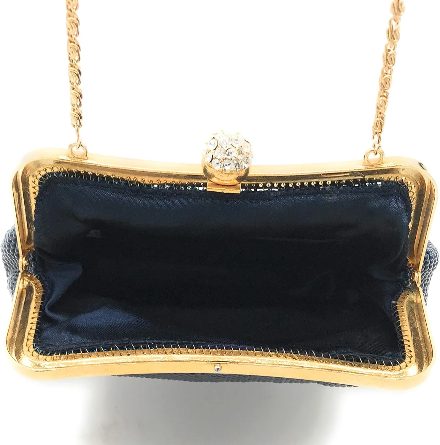 Women clutch metal beaded mesh evening purse bag for Cocktail Party Prom Wedding Banquet