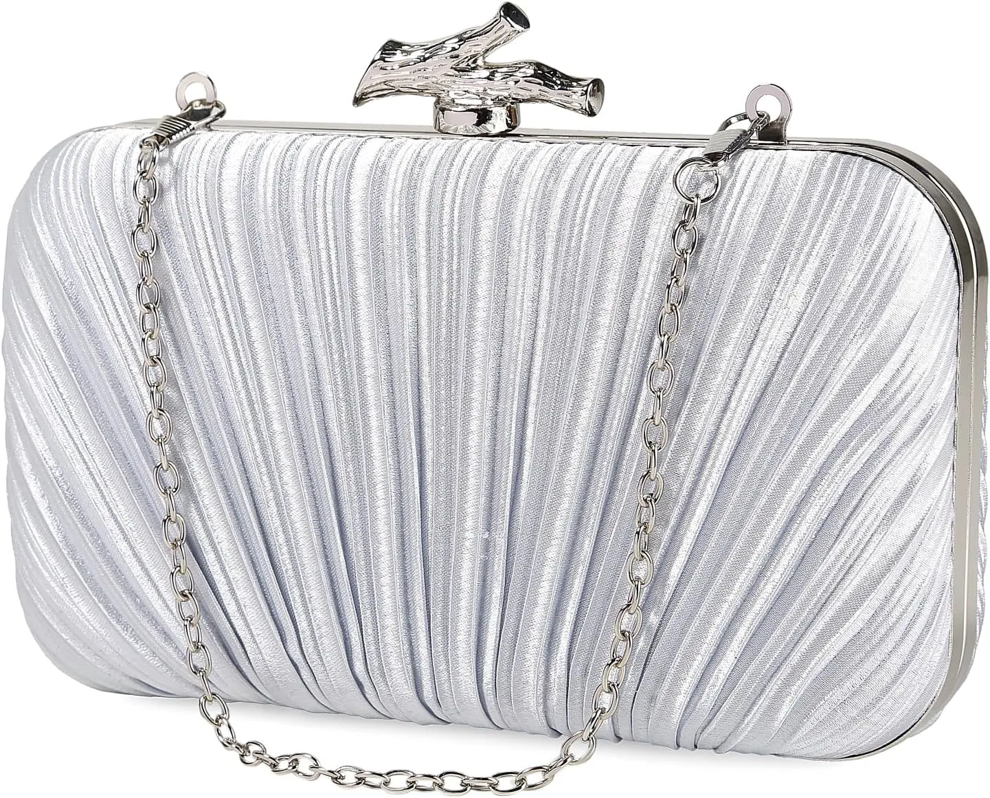 Women Clutch Purses Satin Pleated Evening Bag for Wedding, Party, Bridal, Cocktail and Formal Events with 2 Chain Strap