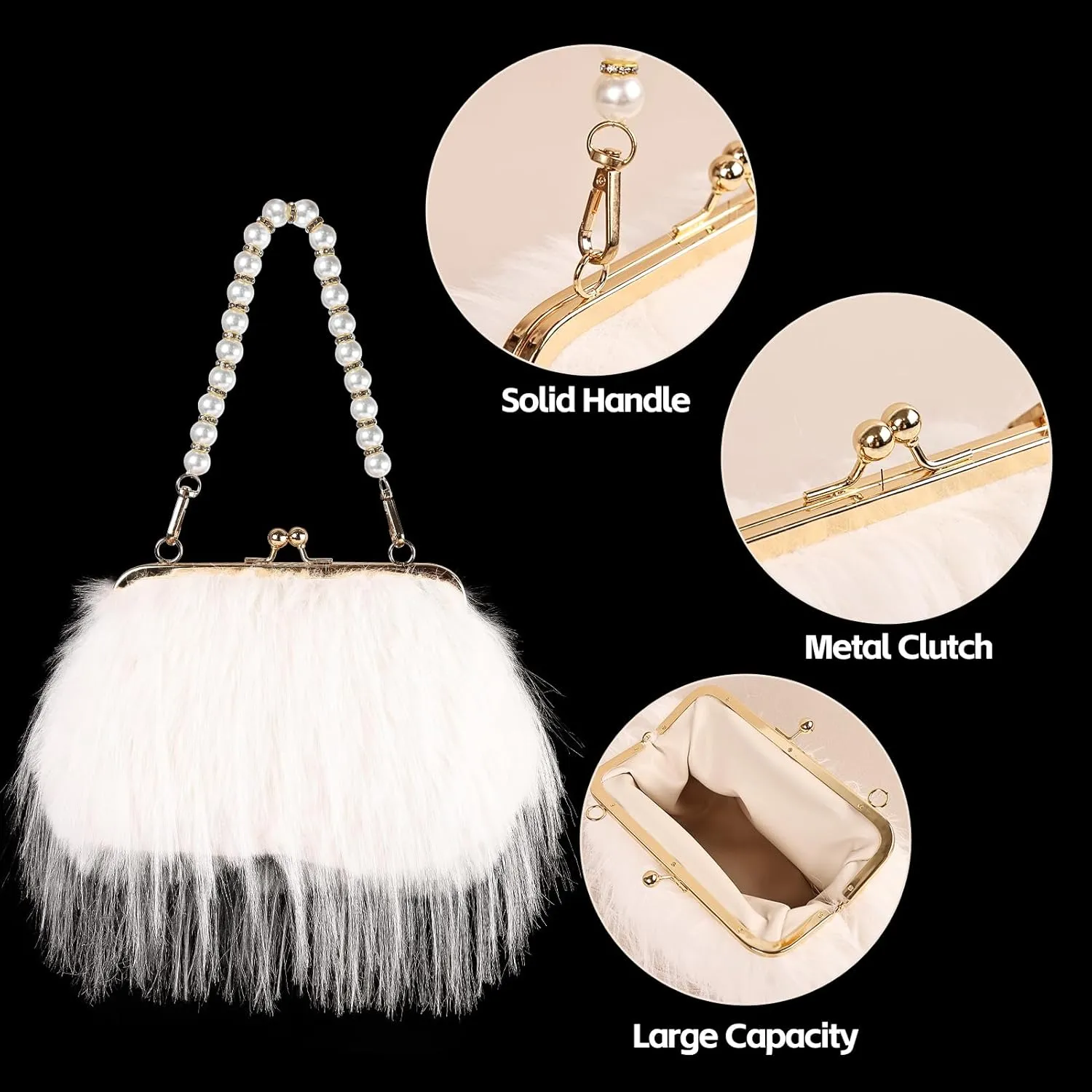 Women Clutch Purses,Fluffy Feather Evening Handbags for Wedding Party Banquet Prom Crossbody Bag