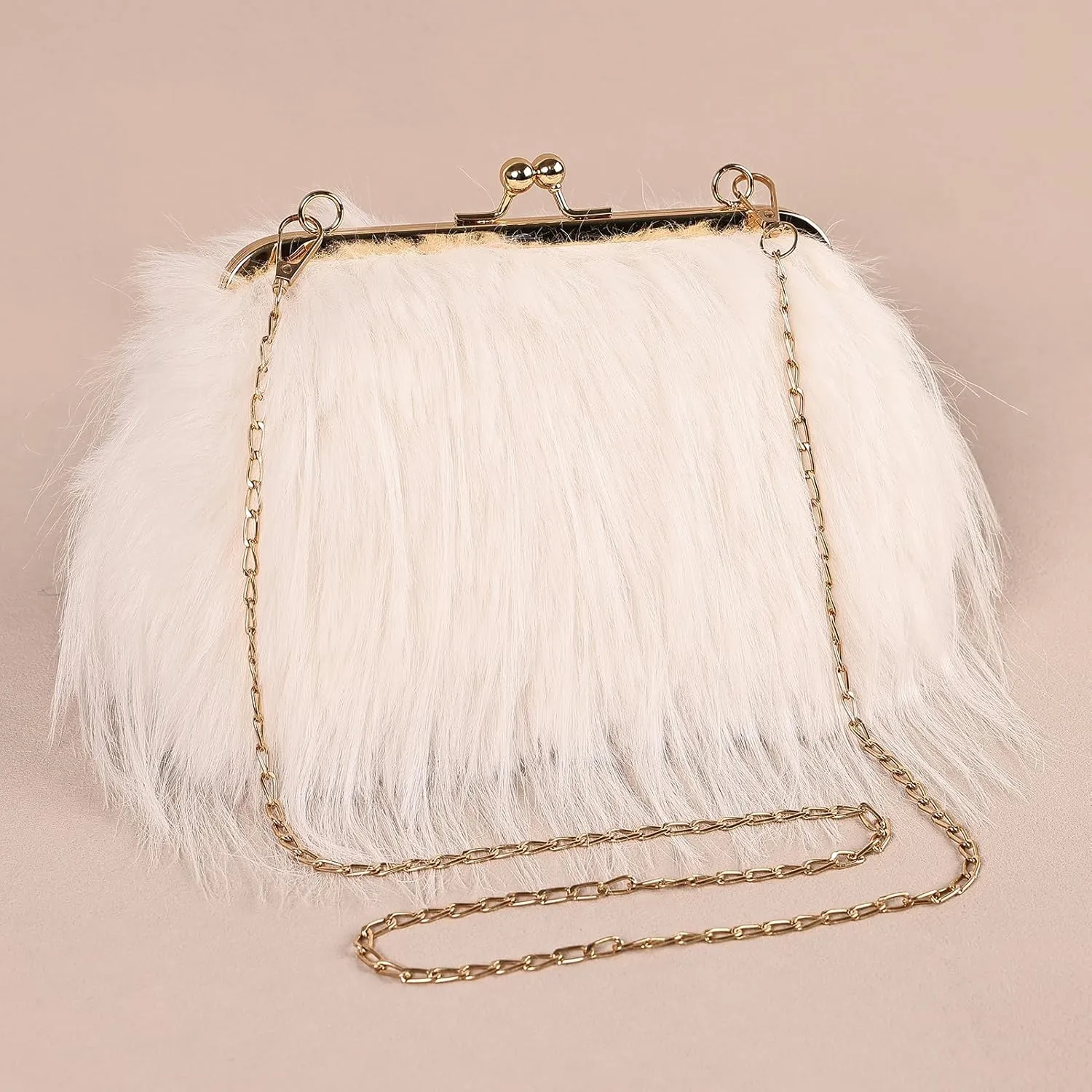 Women Clutch Purses,Fluffy Feather Evening Handbags for Wedding Party Banquet Prom Crossbody Bag