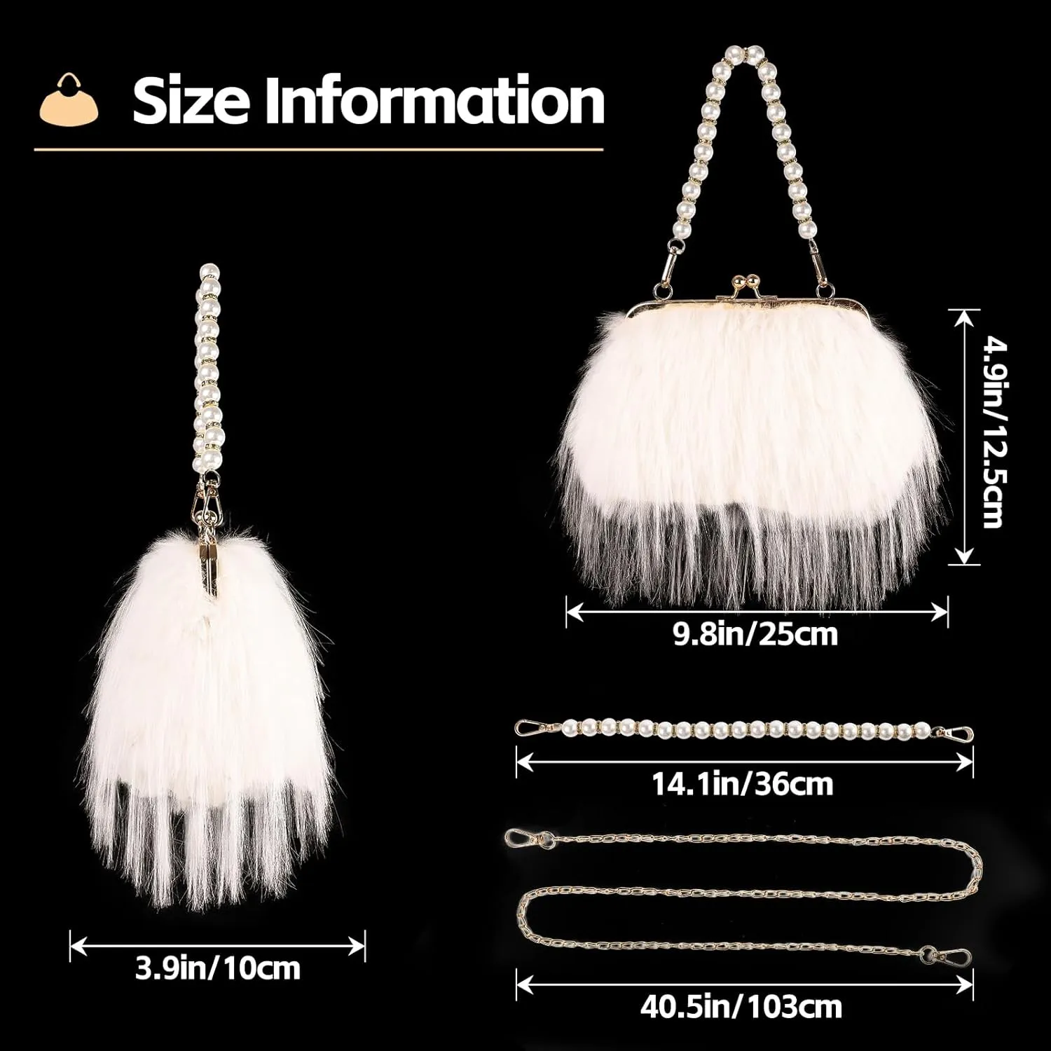 Women Clutch Purses,Fluffy Feather Evening Handbags for Wedding Party Banquet Prom Crossbody Bag