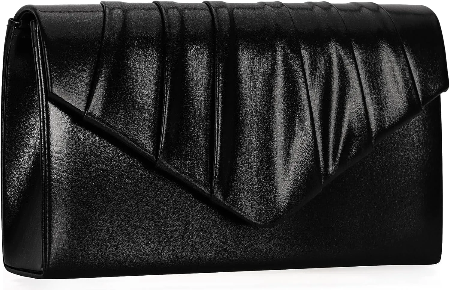 Women Evening Bag Metallic PU Clutch Handbag Pleated Flap Envelope Handbag for Formal Prom Cocktail Party