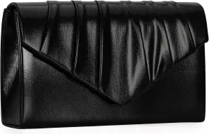 Women Evening Bag Metallic PU Clutch Handbag Pleated Flap Envelope Handbag for Formal Prom Cocktail Party