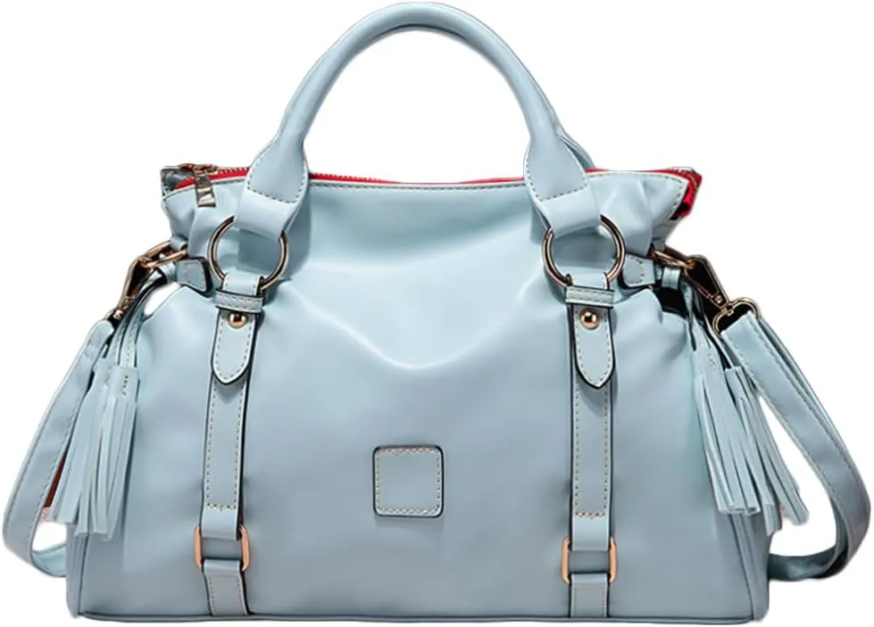 Women Hobo Tote Purse Handbag Faux Leather Top-handle Shoulder Bag with Tassel Pendant