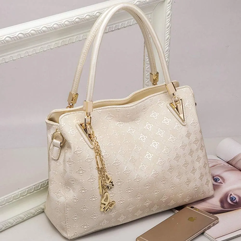 Women PU Ladies Handbag Purse Tote Satchel Shoulder Bag Tassel Print Top Handle Bag Clutch Card Holder