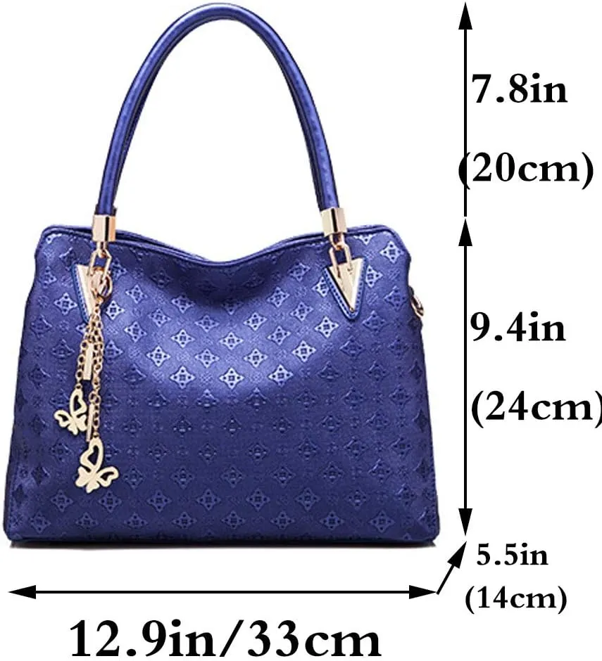 Women PU Ladies Handbag Purse Tote Satchel Shoulder Bag Tassel Print Top Handle Bag Clutch Card Holder