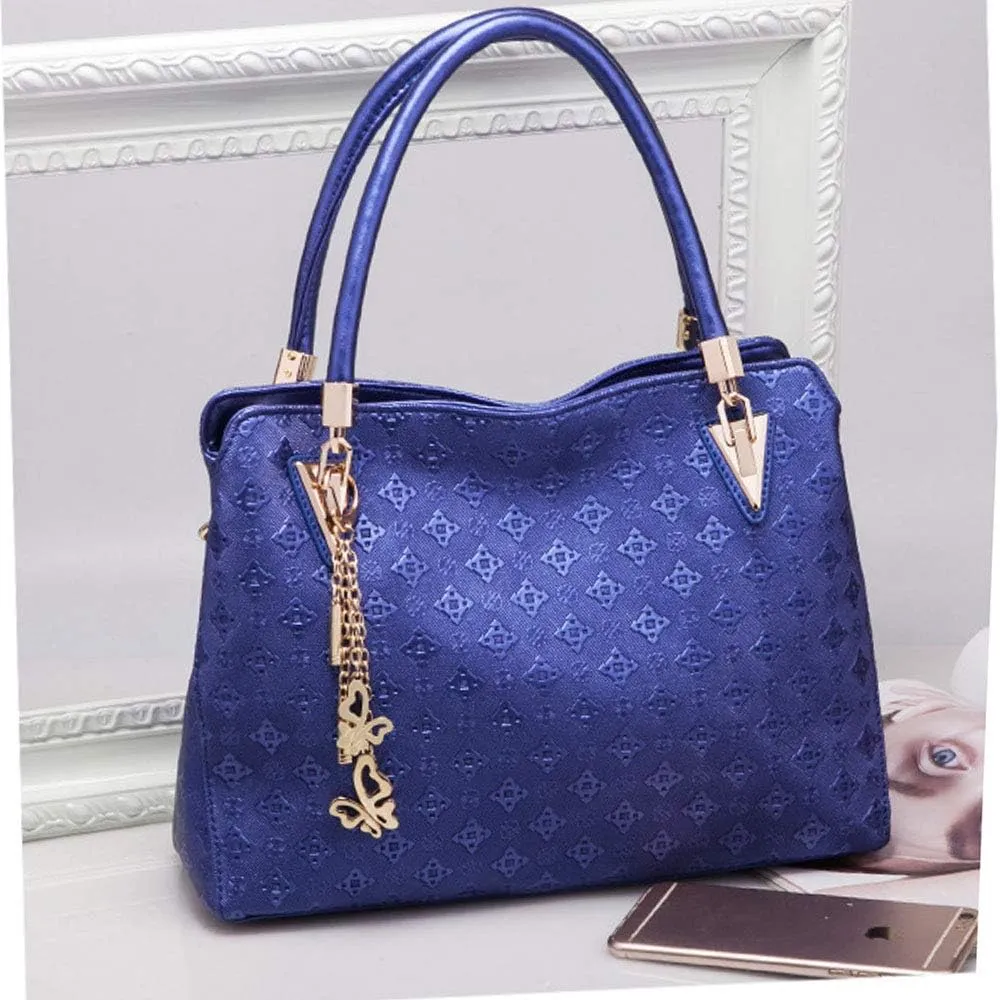 Women PU Ladies Handbag Purse Tote Satchel Shoulder Bag Tassel Print Top Handle Bag Clutch Card Holder