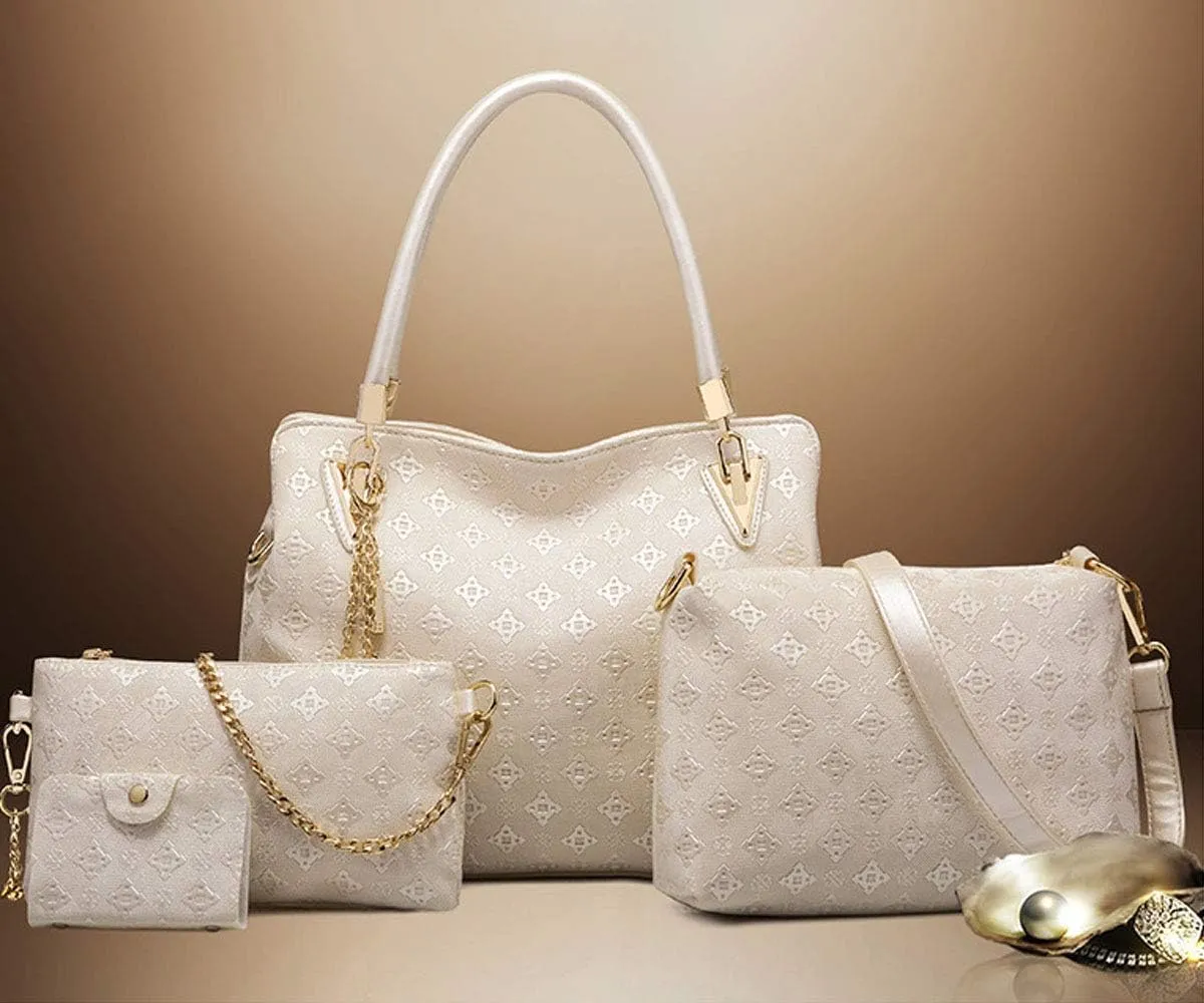 Women PU Ladies Handbag Purse Tote Satchel Shoulder Bag Tassel Print Top Handle Bag Clutch Card Holder