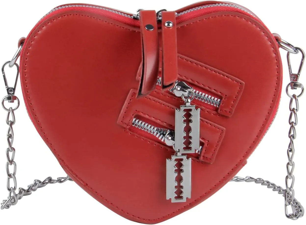 Women Red Heart Purse Cute Love Heart Shape Shoulder Handbag Girls Evening Clutch Bag Chain Purse