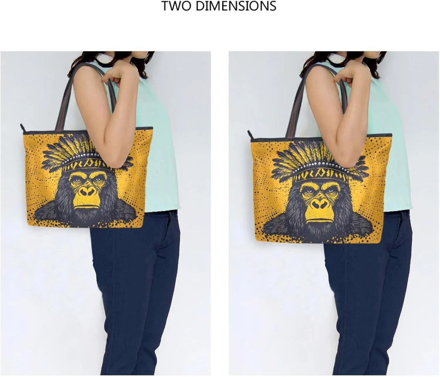 Women Tote Bag Chief Gorilla Print for Everyday & Travel, Handbag Purse Reusable Grocery Bag Large
