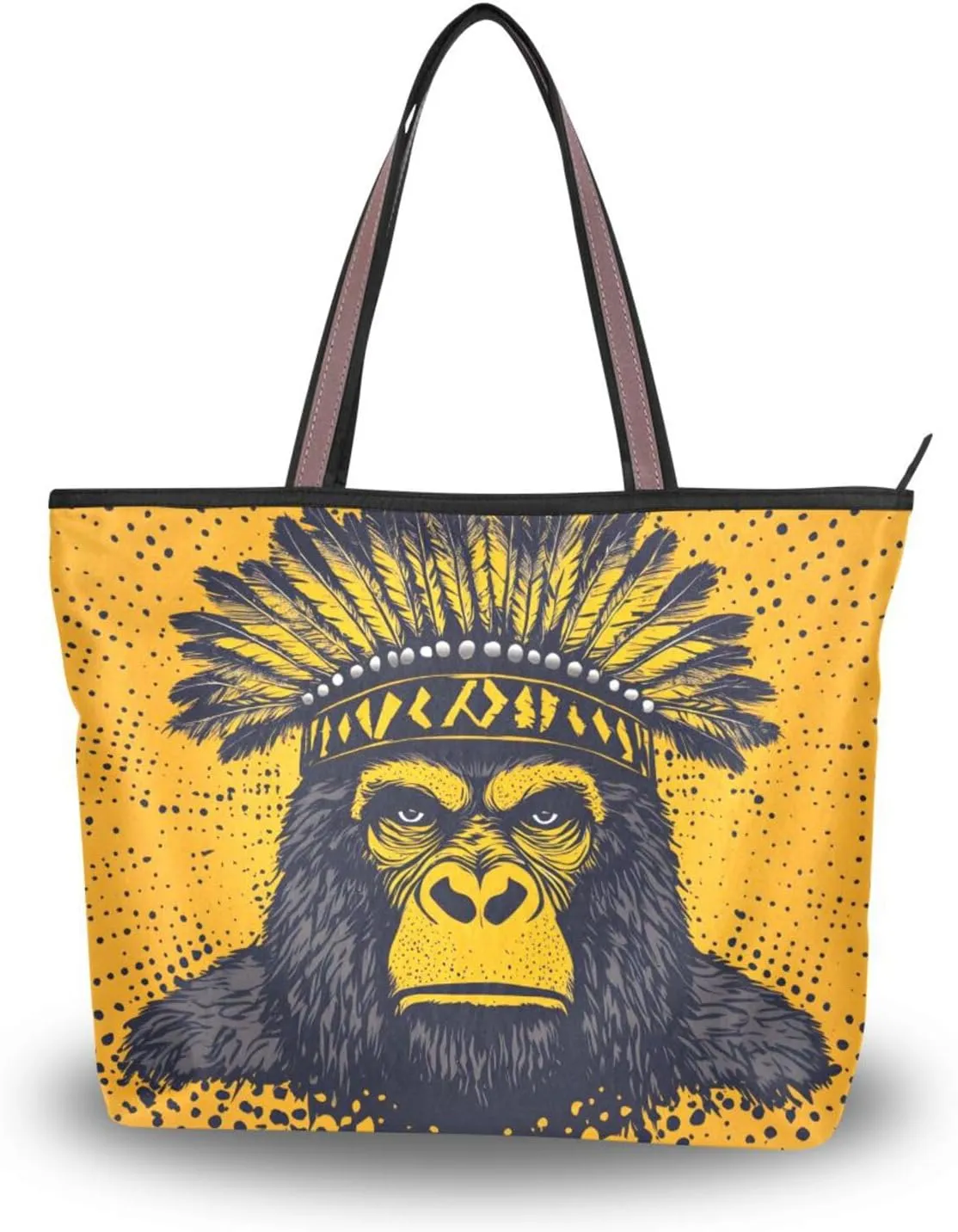 Women Tote Bag Chief Gorilla Print for Everyday & Travel, Handbag Purse Reusable Grocery Bag Large