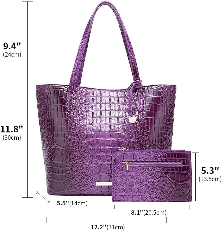 Women Tote Bag Crocodile Print Western Purses for Women Shoulder Hobo Top Handle Handbags for Shopping Travel