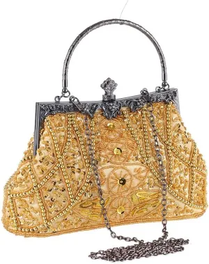 Women Vintage Beaded Clutch Purses 1920s Flapper Clutch Gatsby Handbag Roaring 20s Evening Clutch Beaded Bag