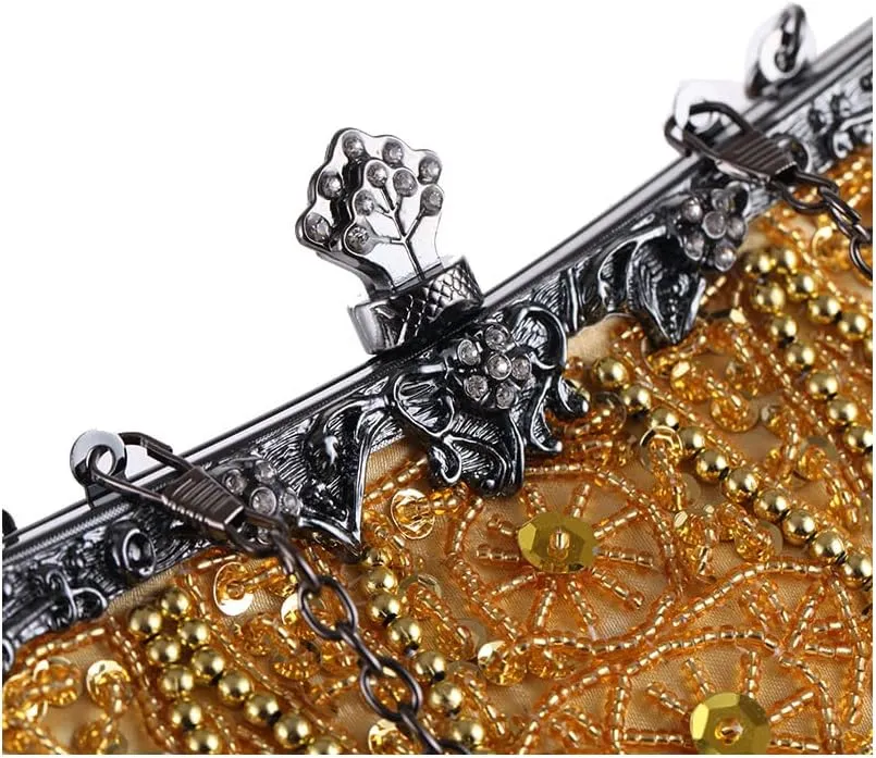 Women Vintage Beaded Clutch Purses 1920s Flapper Clutch Gatsby Handbag Roaring 20s Evening Clutch Beaded Bag