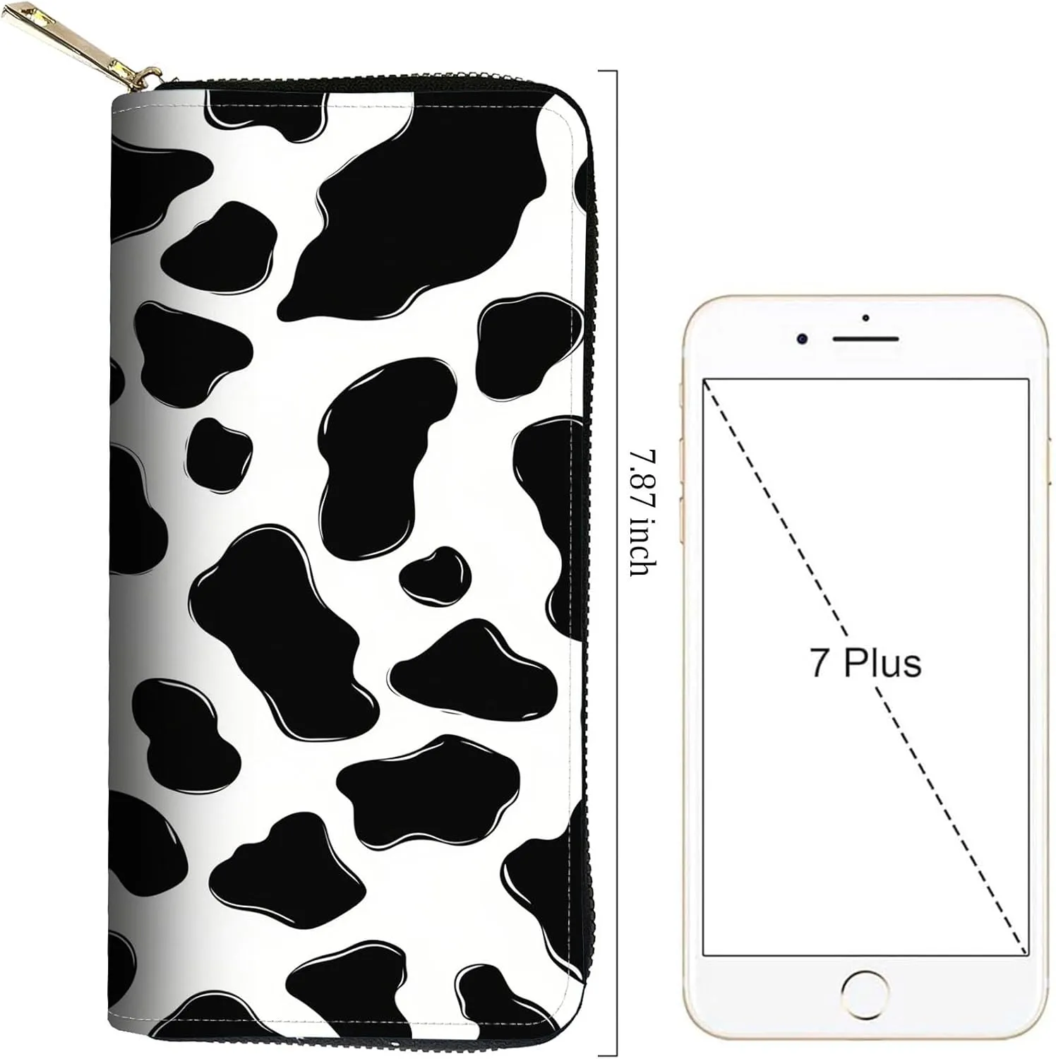Women Wallet,RFID Blocking Leather Clutch,Large Capacity Zip Around Purse with Multiple Card Slots & Cash Compartments - Cow Pattern