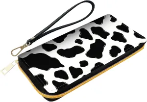 Women Wallet,RFID Blocking Leather Clutch,Large Capacity Zip Around Purse with Multiple Card Slots & Cash Compartments - Cow Pattern