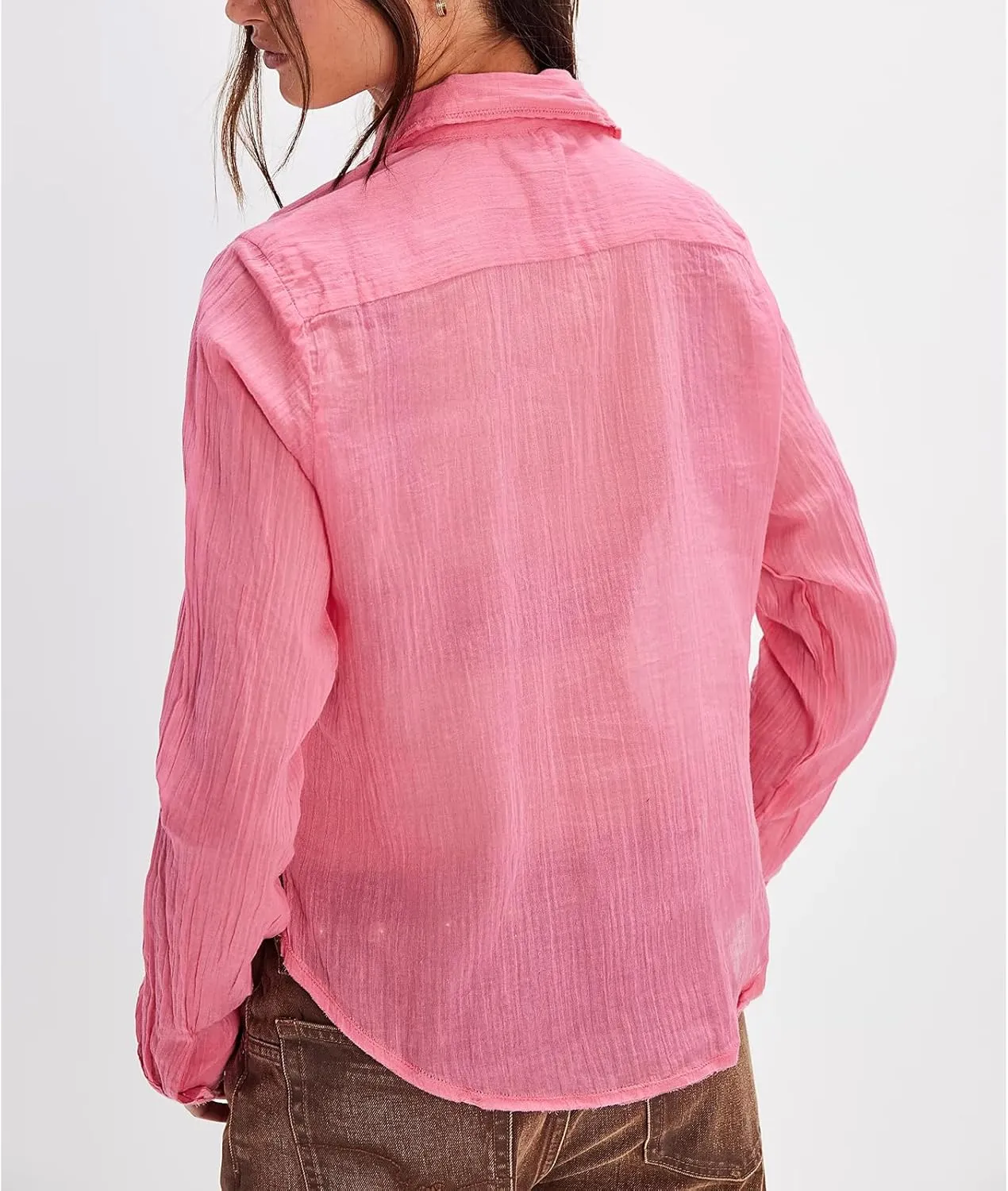 Women Y2K Vintage Sheer Button Front Blouse Cute Long Sleeve Ruffle Trim Slim Shirt Coquette Summer Going Out Tops
