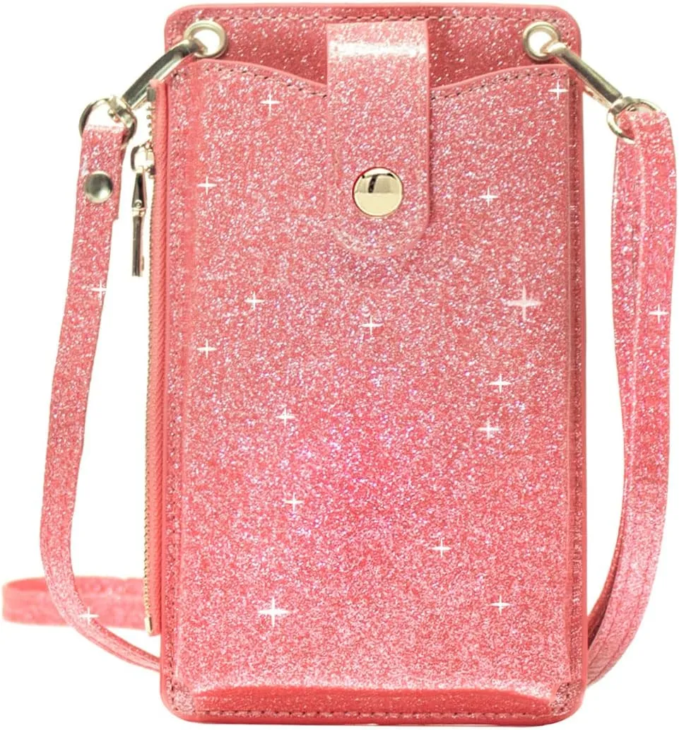 Womens Cellphone Crossbody Bag Small Light Leather Shoulder Purse Handbag Card Wallet Lanyard Case Girls Satchel Pouch