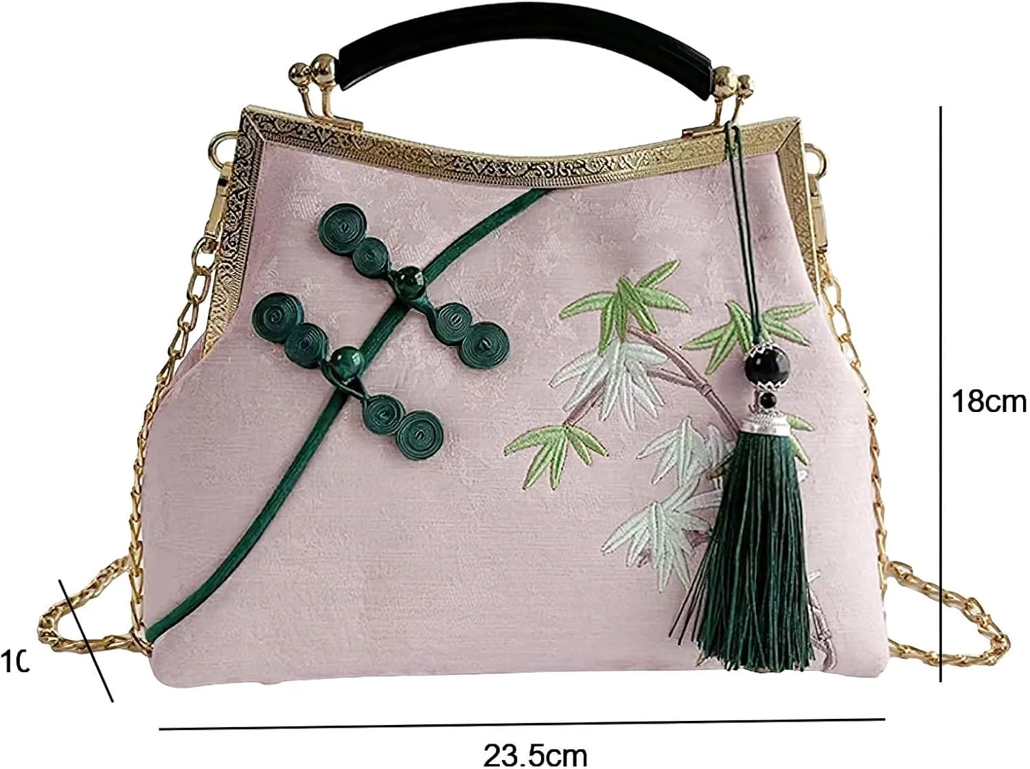 Women's Chinese Style Embroidered Purse Vintage Clutch Handbag with Tassel Pendant Hanfu Crossbody Bag