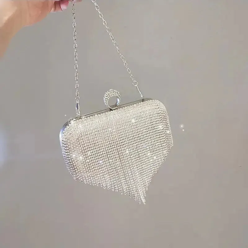 Womens Evening Clutch Bag Designer Evening Handbag Hand Bag Lady Party Wedding Clutch Purse Rhinestone Tassels Evening Bags
