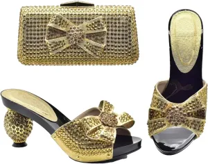 Women's Italian Summer Party Shoe & Bag Set - Luxury Designer High Heel Pumps with Crystal Clutch, Perfect for Evening Events