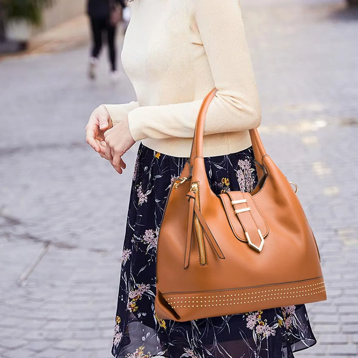 Womens Purse and Handbag 3 Pcs Bag Set Tassel Tote Clutch Satchel Top Handle Shoulder Bag