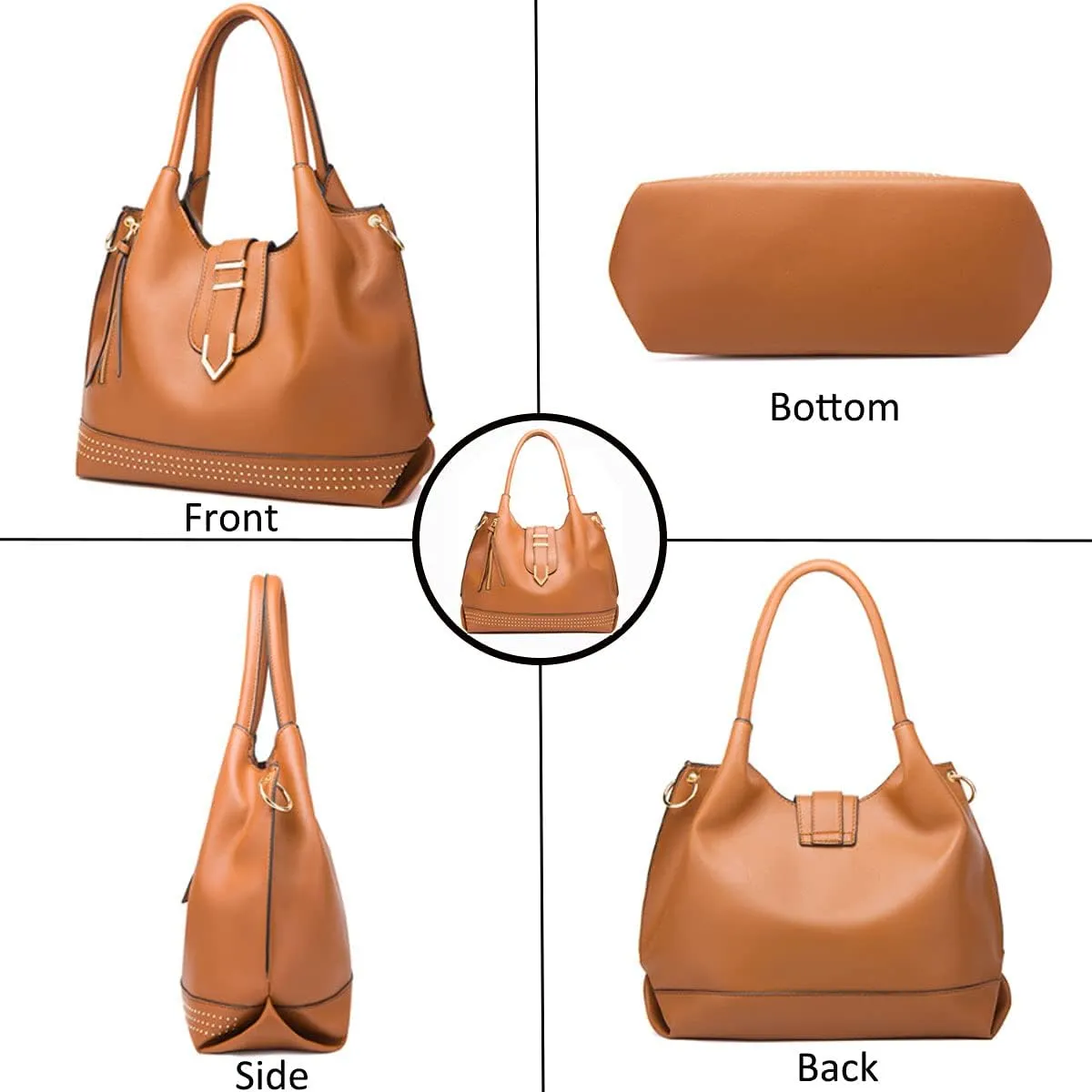 Womens Purse and Handbag 3 Pcs Bag Set Tassel Tote Clutch Satchel Top Handle Shoulder Bag