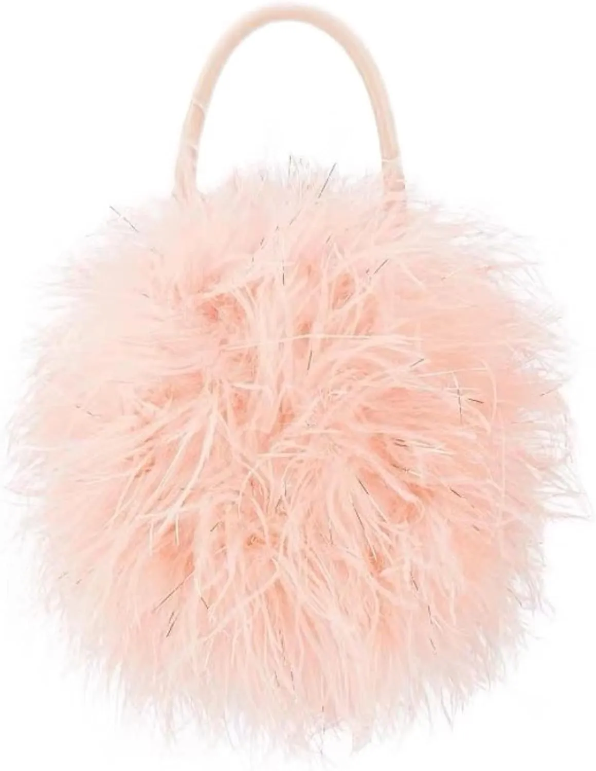 Women's Real Ostrich Feather Evening Purse Handbag Clutch, Party Gift Wool Bag Wallet Tote For Winter