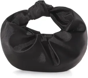 Women's Ruched Clutch Purse Satin Evening Handbag Top Handle Knotted Purse for Wedding Party Prom