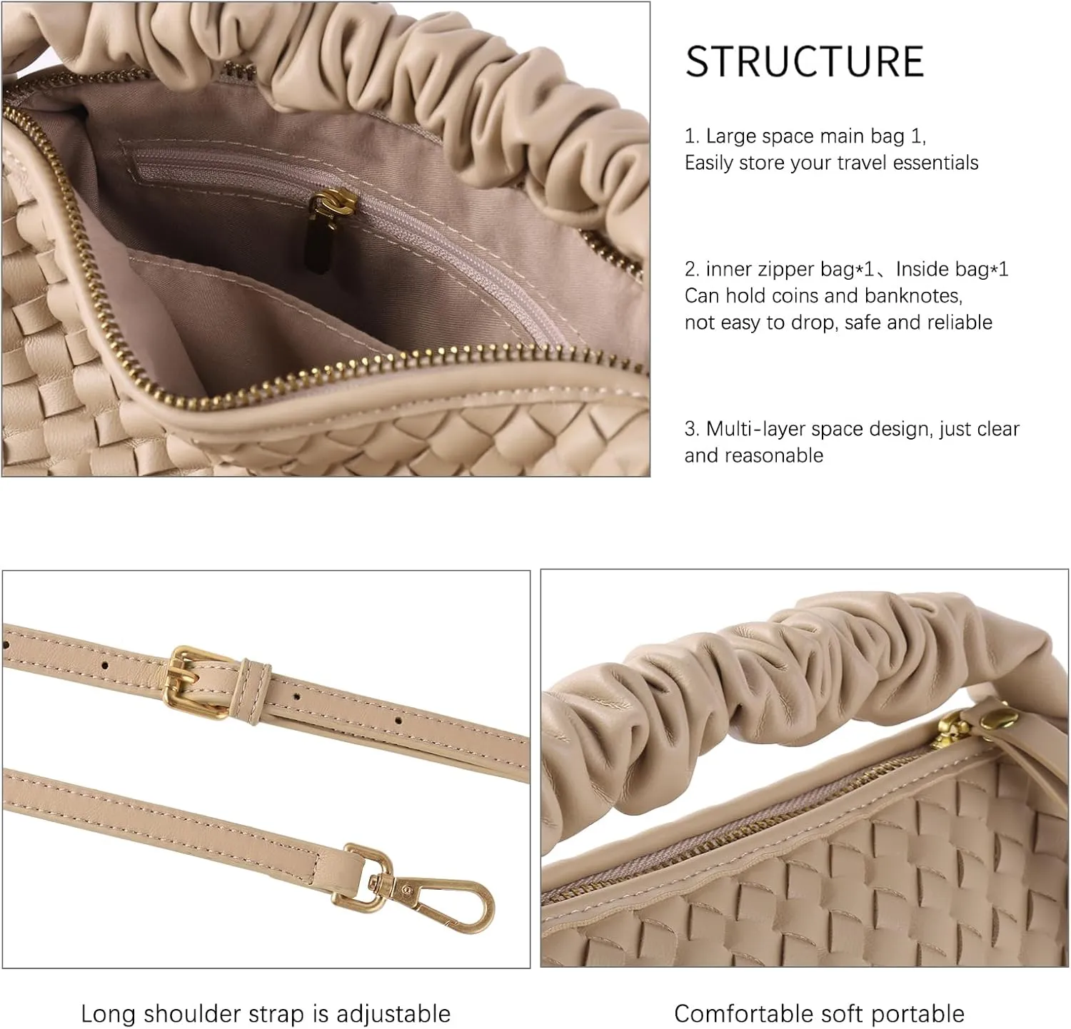 Women's Small Vegan Leather Tote Bag - Compact Woven Shoulder Purse for Daily Use, Retro Handmade Mini Bag