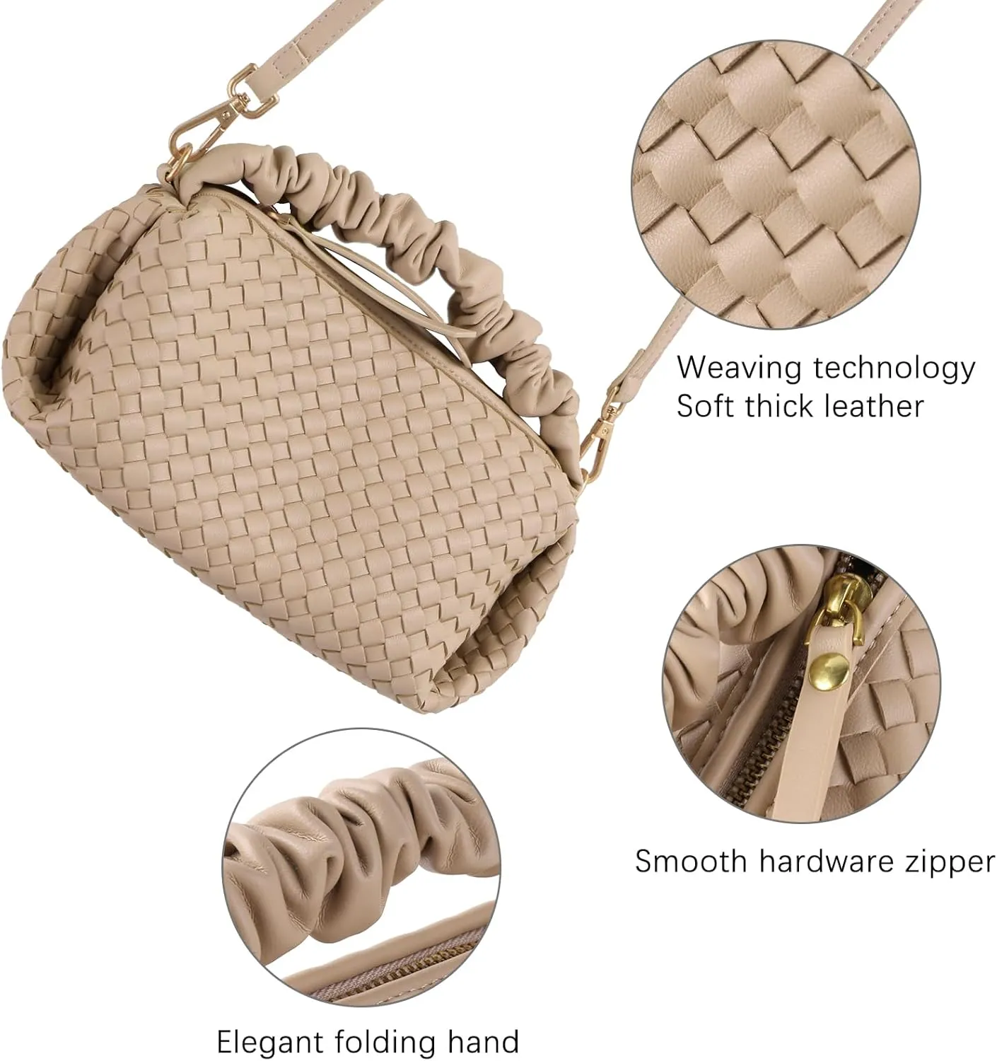 Women's Small Vegan Leather Tote Bag - Compact Woven Shoulder Purse for Daily Use, Retro Handmade Mini Bag