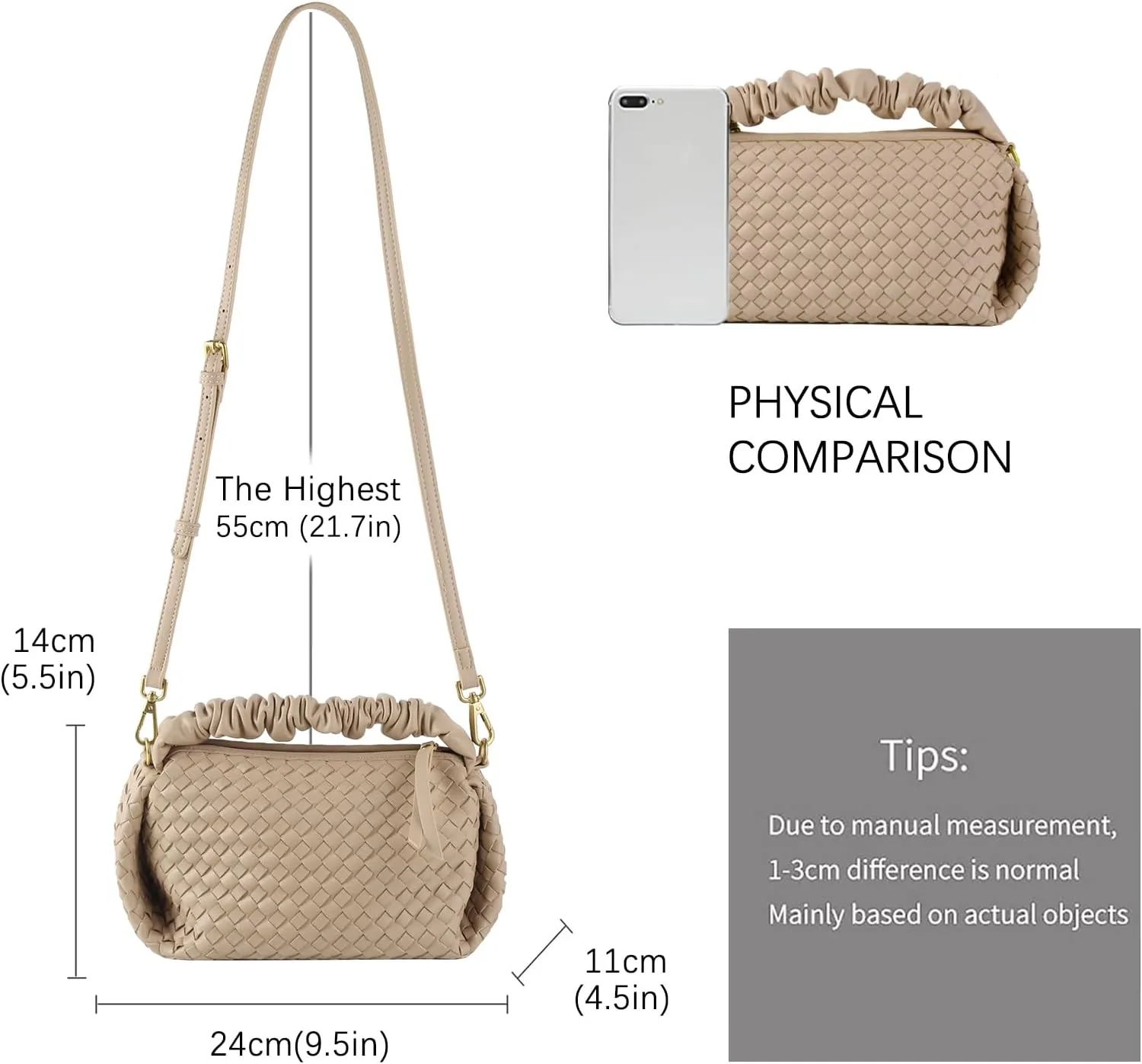 Women's Small Vegan Leather Tote Bag - Compact Woven Shoulder Purse for Daily Use, Retro Handmade Mini Bag