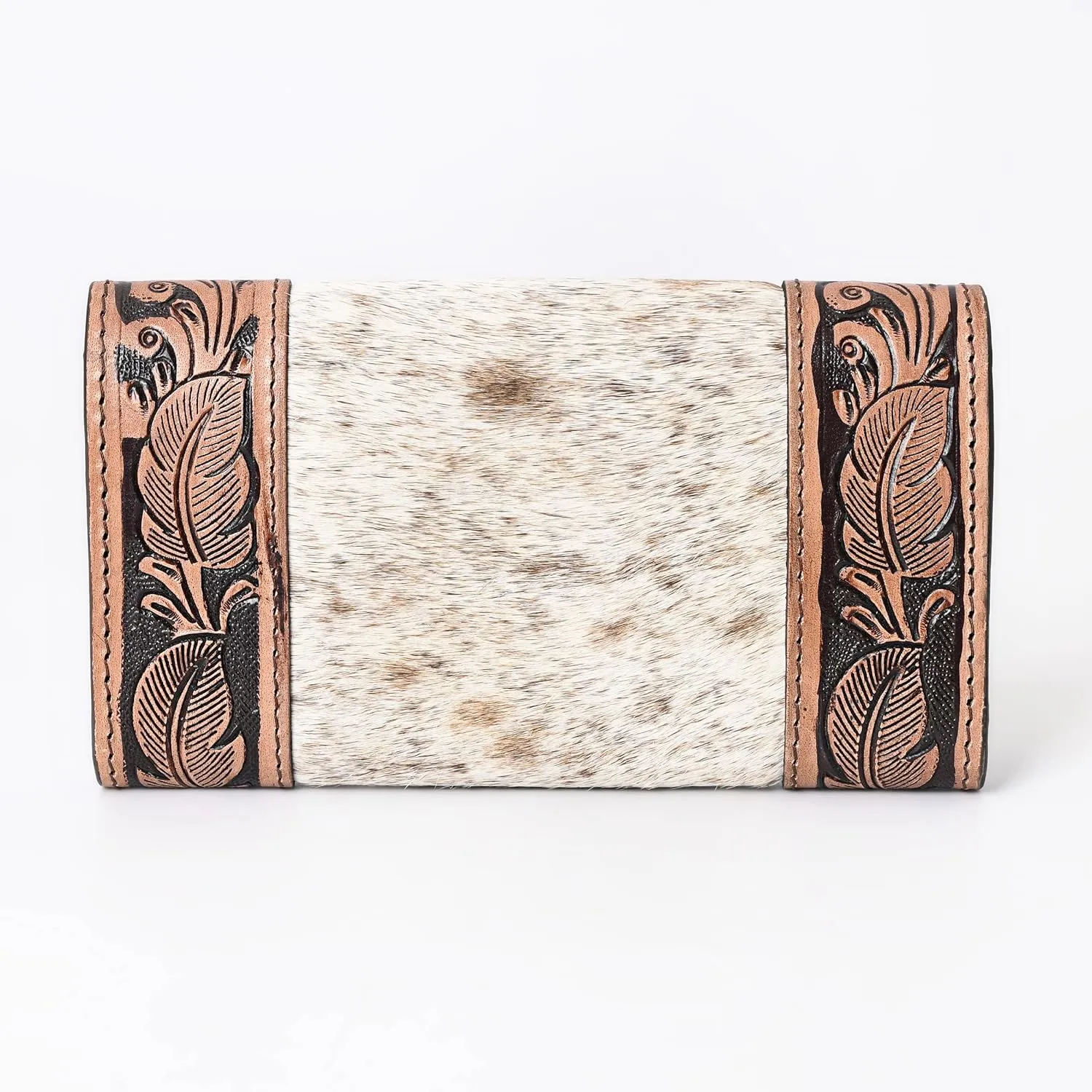 Women's Western Leather Rustic Rose Boohoo Buckaroo Trifold Handmade Hand Wallet - Stylish and Functional Cowhide Clutch