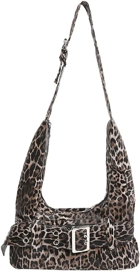 Women's Y2k Shoulder Bag Cheetah Leopard Print Tote Bags Underarm Bag Crossbody Bag 2000s Fashion Streetwear