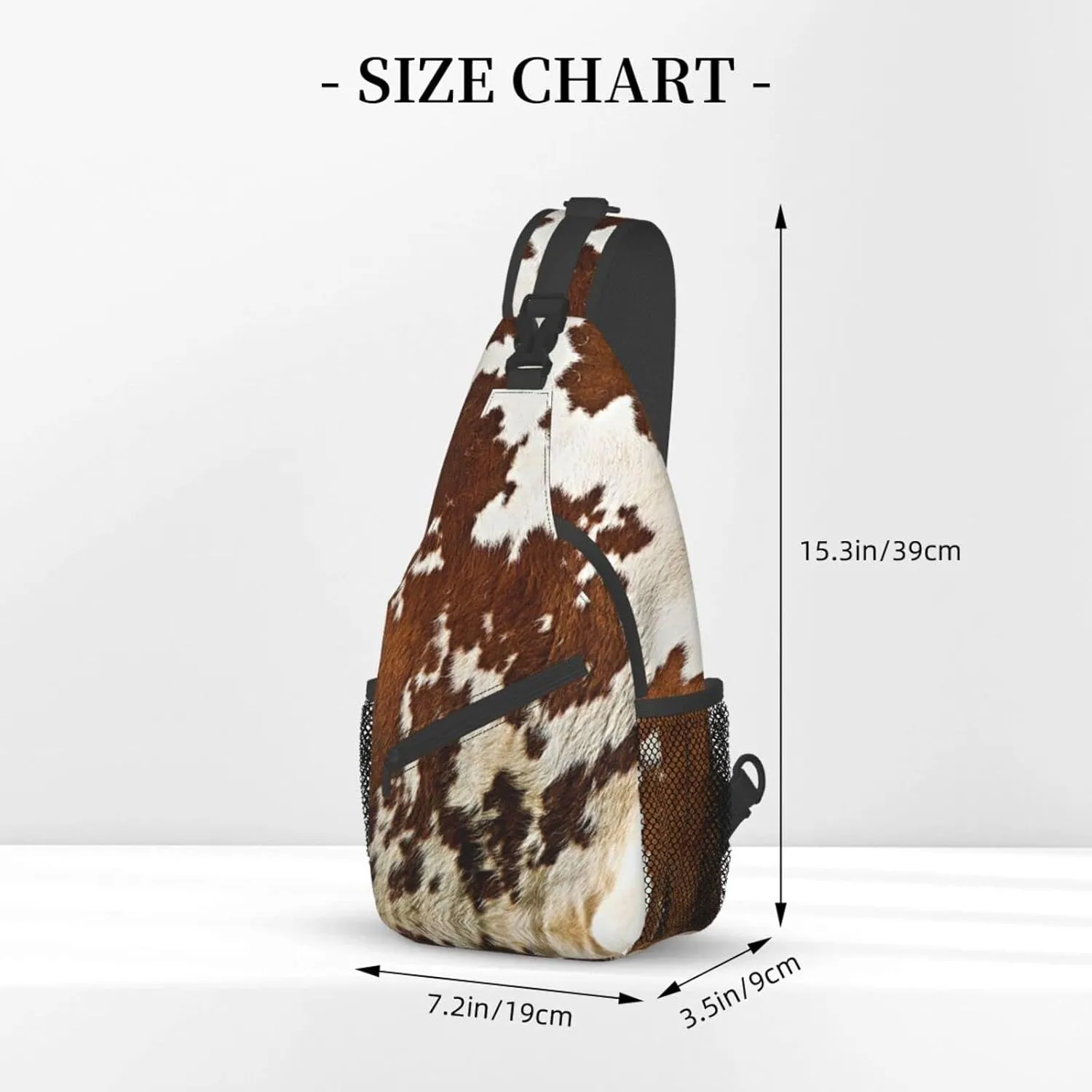 WURTON Red And White Cowhide Print Crossbody Backpack Shoulder Bag Cross Chest Bag For Travel, Hiking Gym Tactical Use
