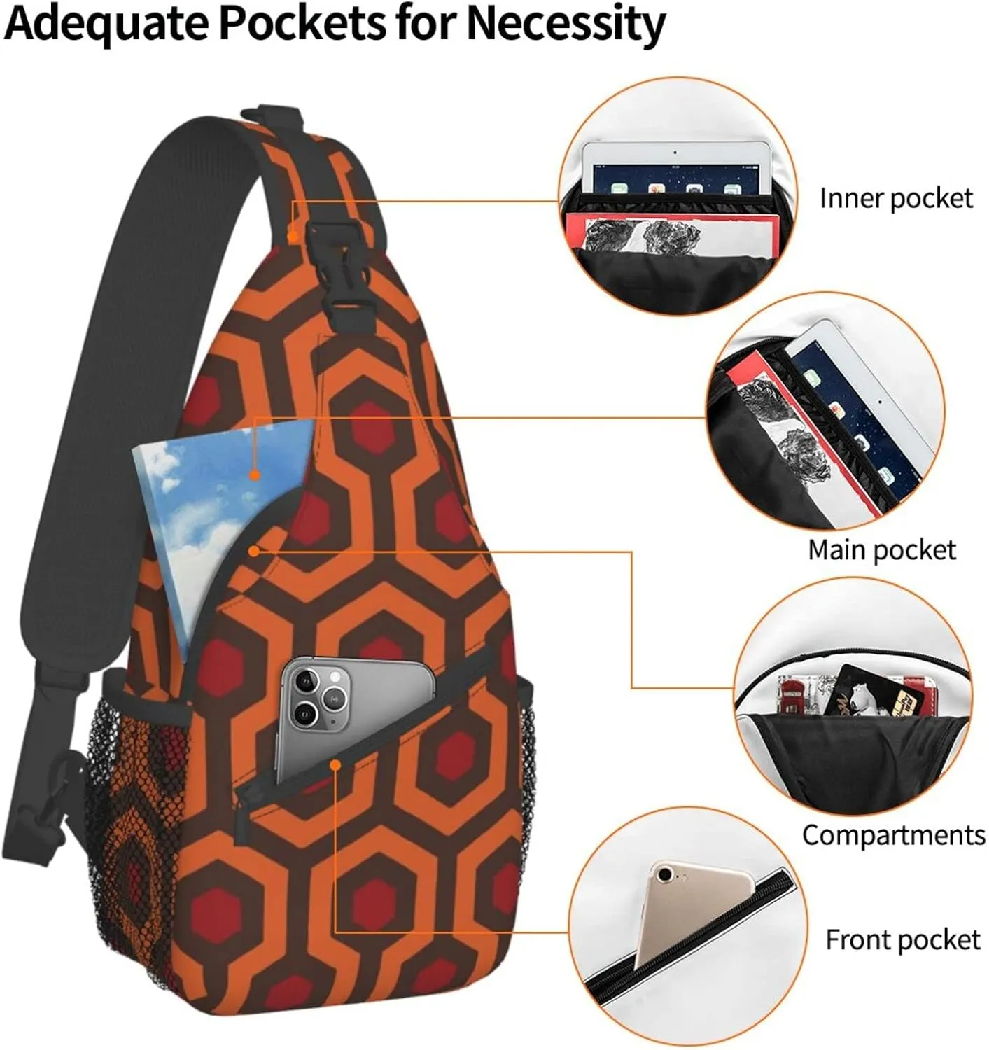 WURTON Shining Overlook Print Crossbody Backpack Shoulder Bag Cross Chest Bag For Travel, Hiking Gym Tactical Use