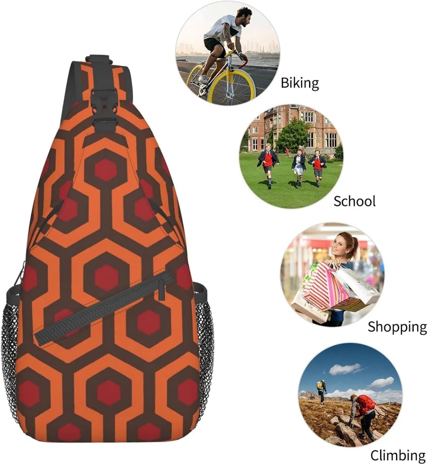 WURTON Shining Overlook Print Crossbody Backpack Shoulder Bag Cross Chest Bag For Travel, Hiking Gym Tactical Use