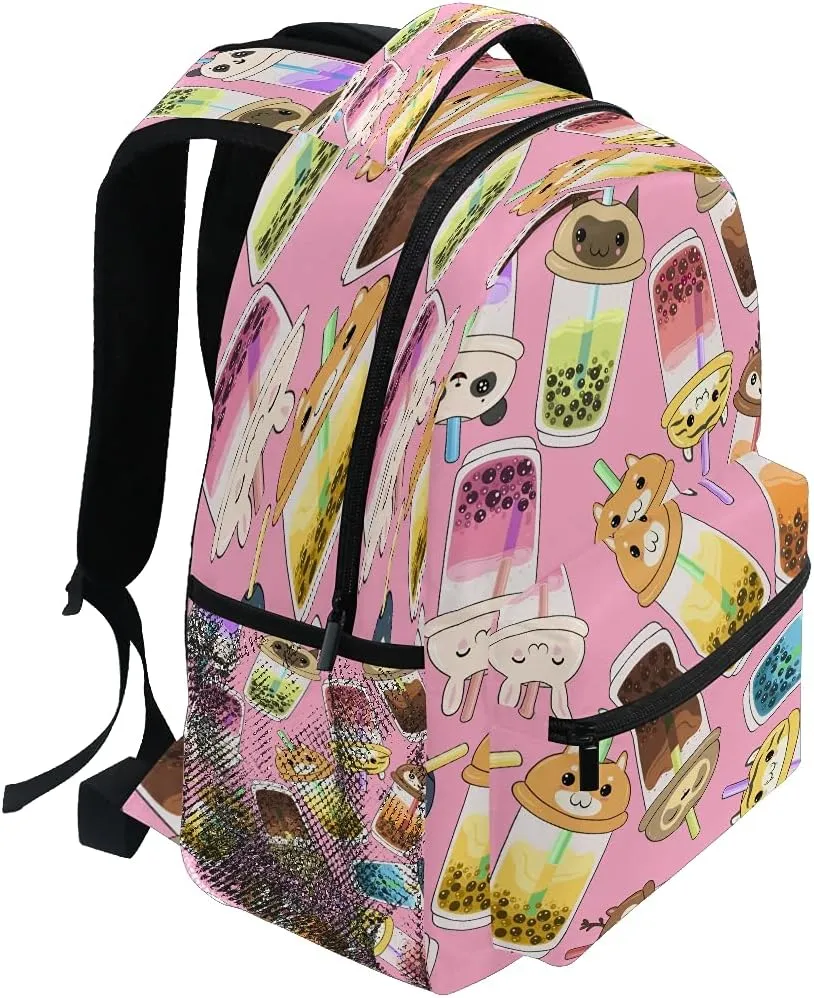 xigua Kawaii Bubble Tea Print Computer Backpack - Lightweight School Bag for Boys Girls Tenns