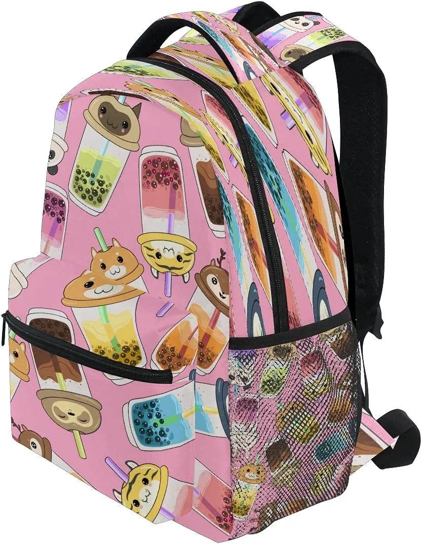 xigua Kawaii Bubble Tea Print Computer Backpack - Lightweight School Bag for Boys Girls Tenns