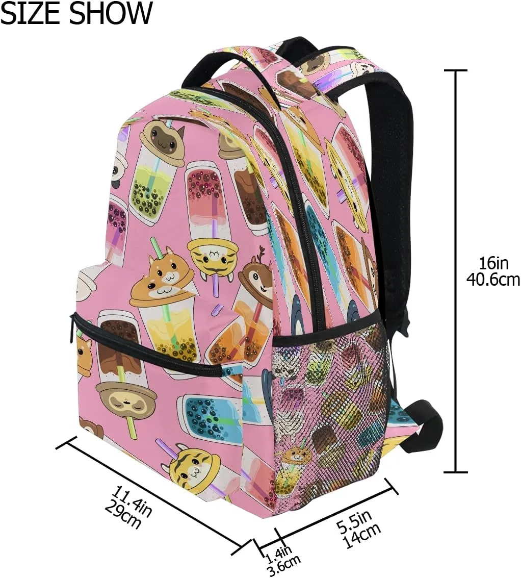 xigua Kawaii Bubble Tea Print Computer Backpack - Lightweight School Bag for Boys Girls Tenns